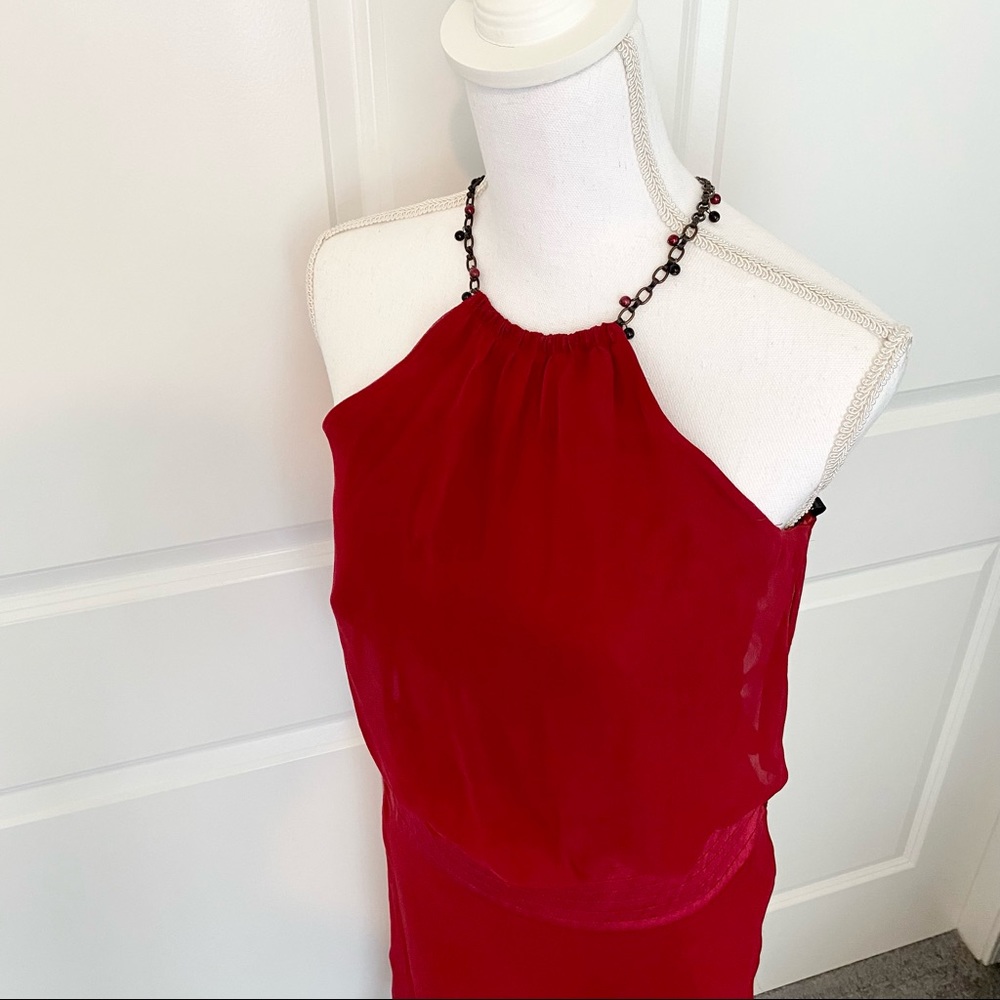 Laundry By Shelli Segal Red Halter Neck Evening Dress